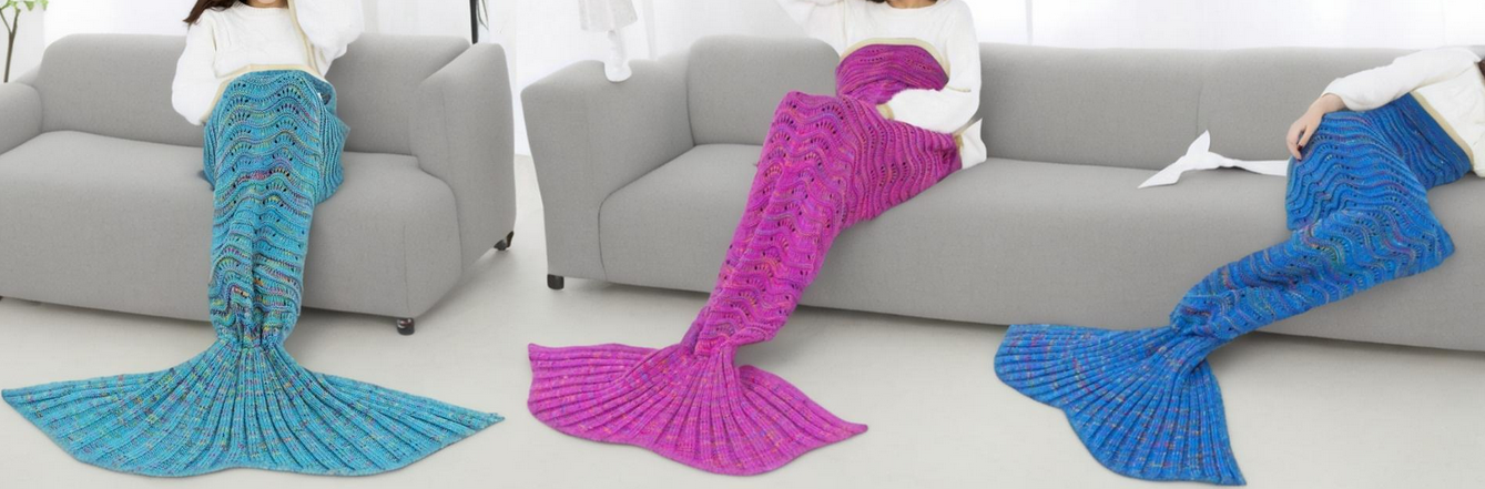 A must-have for staying at home | Knitted mermaid tail blanket